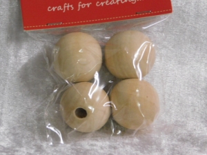 Wood Beads Raw Round 30mm x 4pcs